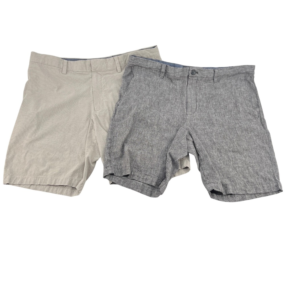 Banana Republic Aiden Shorts Mens 36 Grey‎ Khaki Bundle 2 Pairs